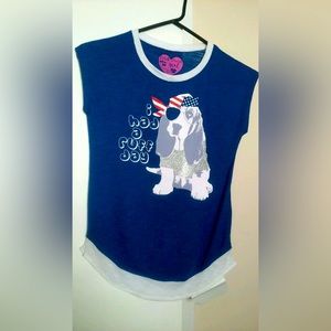 Derek Heart Girl multi-color sleeveless polyester artwork glitter shirt M